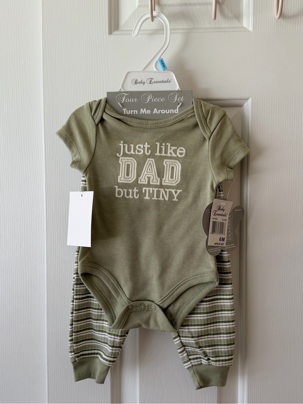 Baby Four-Piece Set - Olive Green "Just Like Dad But Tiny"
